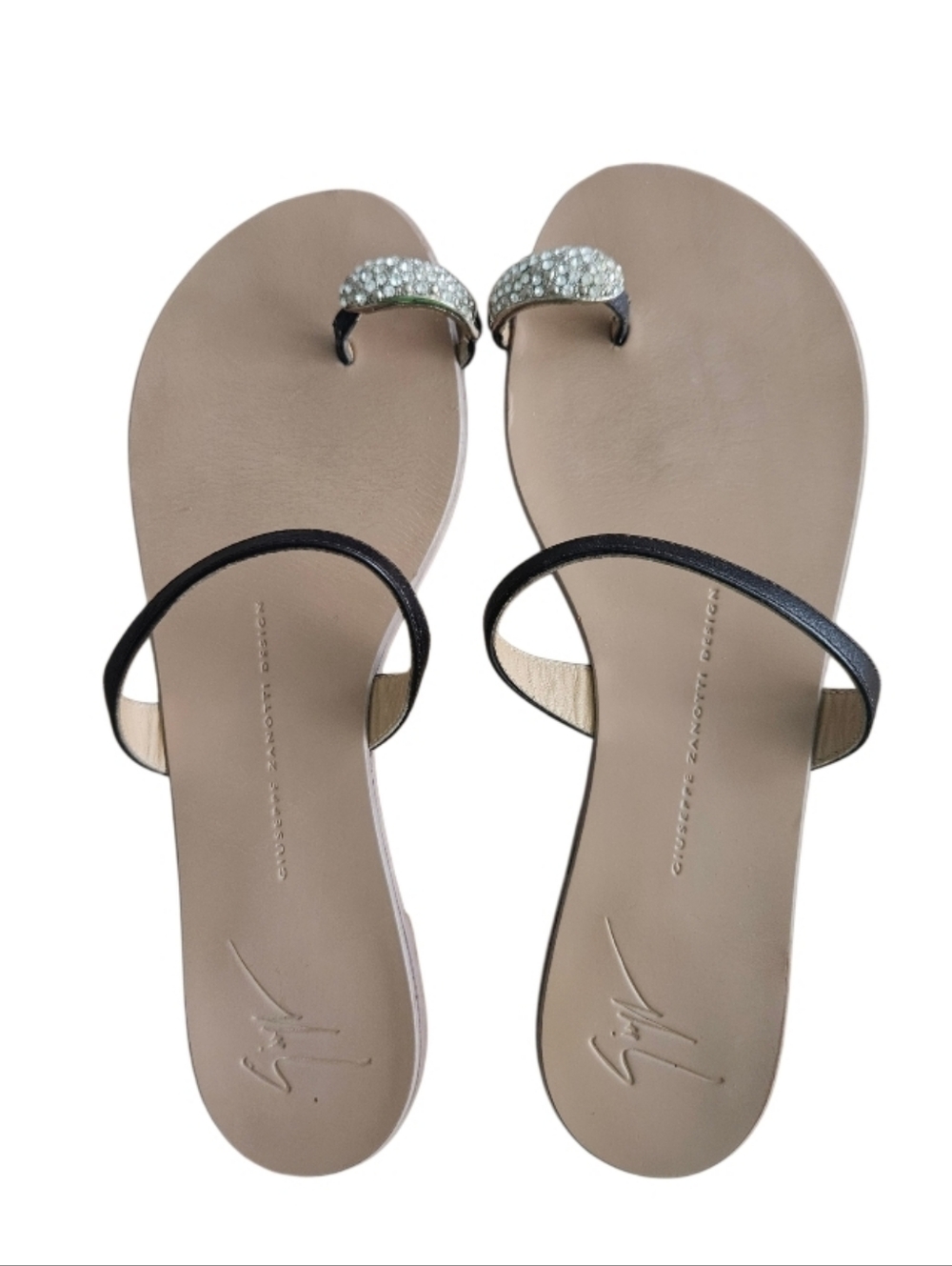 Giuseppe Zanotti Nude Beige Crystal Toe-Ring Sandals